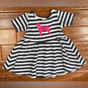Like New Black Dog Striped Dress with Pink Dog- Girls- Size 12 months